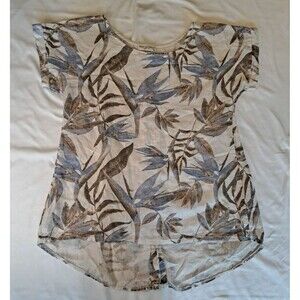 Terzo Millennio Women's Linen Floral Tunic Blouse Button Back S Made in Italy